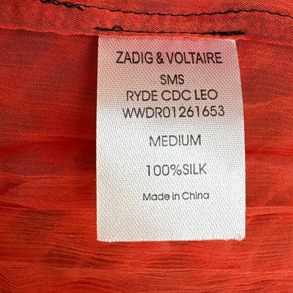 Zadig & Voltaire Ryde Pink & Orange Leopard Silk Dress Medium Size - Picture 10 of 10